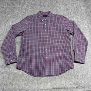 Ralph Lauren Shirt Mens 2XL Blue Purple Plaid Long Sleeve Button Down Classic